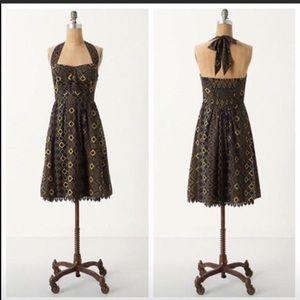 Edme & Esyllte Rhythmic Repetition Halter Dress size 4 embroidered geo print